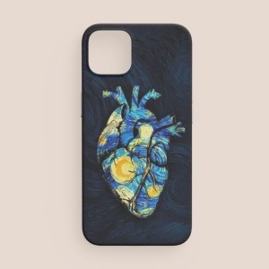 Van Gogh Olağanüstü Bir Gece Kalp Tasarımlı iPhone 11 Pro Telefon Kılıfı