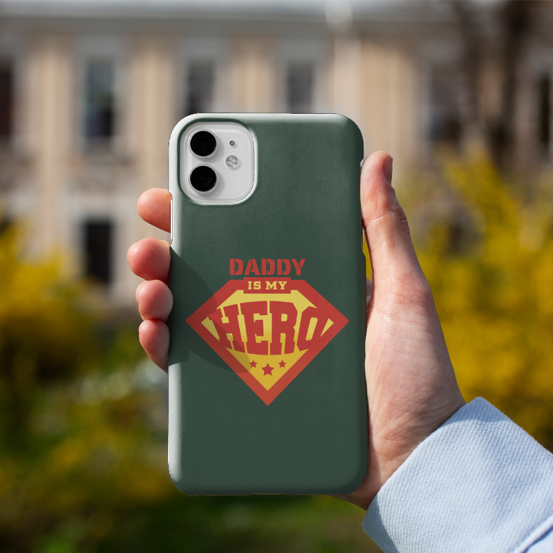 Daddy is My Hero Yazılı Baba Oğul Temalı iPhone 11 Pro Telefon Kılıfı