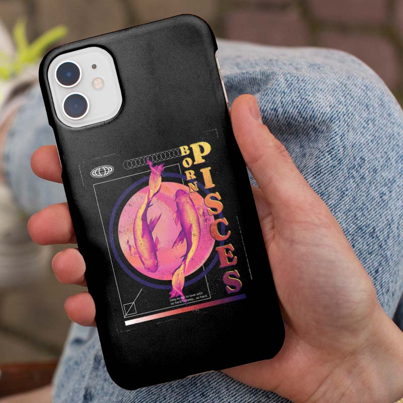Born Pisces Yazılı Balık Burcu iPhone 11 Pro Max Telefon Kılıfı