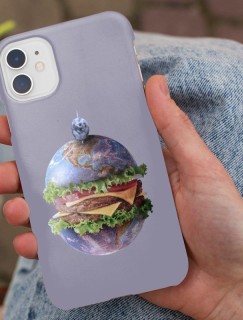 Earth Hamburger Tasarımlı iPhone 12 Telefon Kılıfı