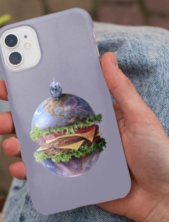 Earth Hamburger Tasarımlı iPhone 12 Pro Max Telefon Kılıfı