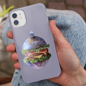 Earth Hamburger Tasarımlı iPhone 12 Telefon Kılıfı