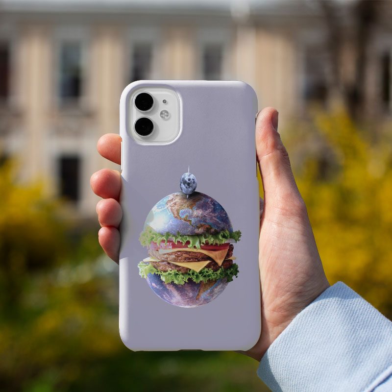 Earth Hamburger Tasarımlı iPhone 11 Pro Max Telefon Kılıfı