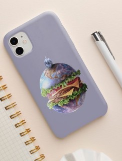 Earth Hamburger Tasarımlı iPhone 13 Telefon Kılıfı