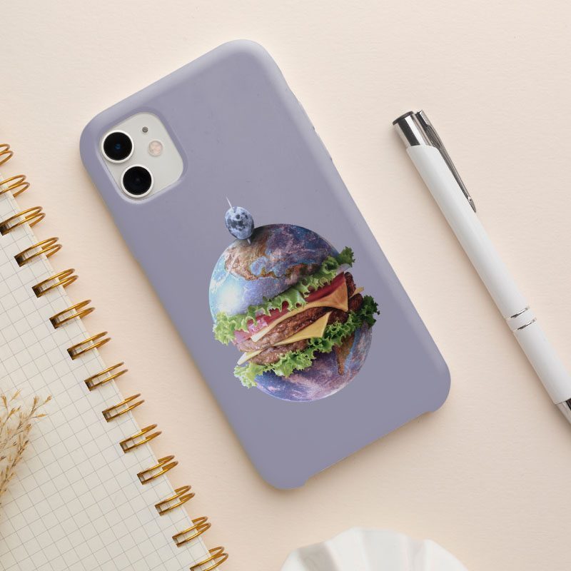 Earth Hamburger Tasarımlı iPhone 13 Telefon Kılıfı