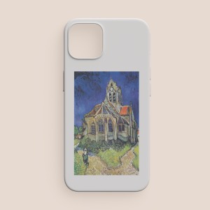 Vincent van Gogh'un Auvers'deki Kilise (1890) Tablosu Tasarımlı Beyaz iPhone 11 Pro Telefon Kılıfı