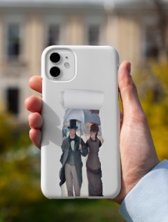 Paris Caddesi Yağmurlu Gün Kolaj Tasarımlı Beyaz iPhone 11 Pro Telefon Kılıfı