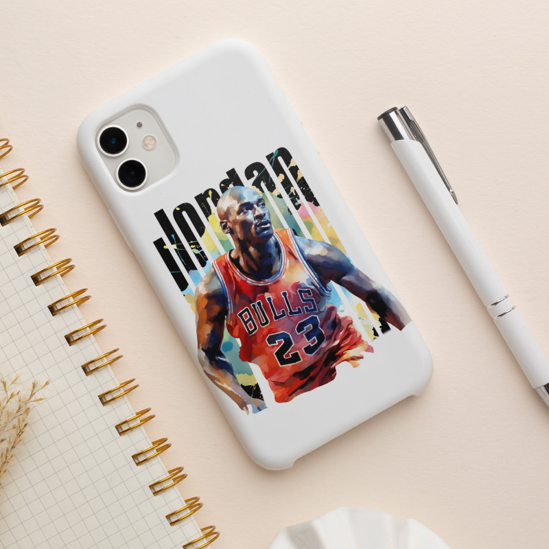 iPhone 11 Pro Max Michael Jordan Tasarımlı Beyaz Telefon Kılıfı