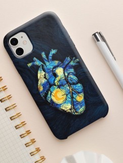 Van Gogh Olağanüstü Bir Gece Kalp Tasarımlı iPhone 12 Pro Telefon Kılıfı