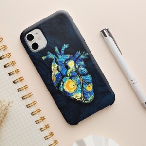 Van Gogh Olağanüstü Bir Gece Kalp Tasarımlı iPhone 11 Telefon Kılıfı