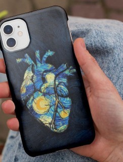 Van Gogh Olağanüstü Bir Gece Kalp Tasarımlı iPhone 12 Telefon Kılıfı