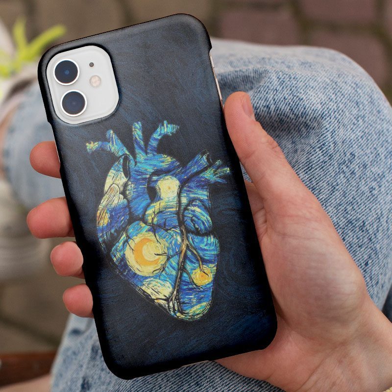 Van Gogh Olağanüstü Bir Gece Kalp Tasarımlı iPhone 13 Telefon Kılıfı