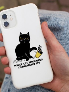 Yaramaz Kara Kedi Tasarımlı iPhone 13 Pro Max Telefon Kılıfı