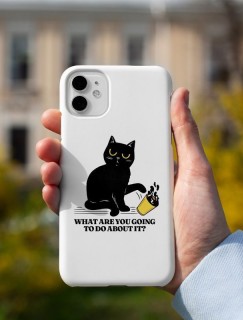 Yaramaz Kara Kedi Tasarımlı iPhone 13 Pro Max Telefon Kılıfı