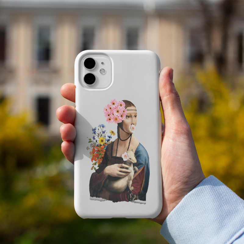 Da Vinci's Ladies Collage Tasarımlı Beyaz iPhone 11 Telefon Kılıfı