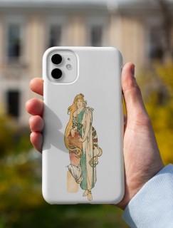 La Samaritaine (1897) Alphonse Maria Mucha Tasarımlı Beyaz iPhone 11 Telefon Kılıfı