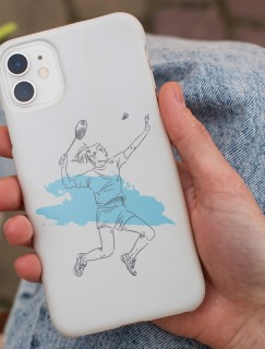Badminton Oynayan Sporcu Tasarımlı iPhone 12 Pro Max Telefon Kılıfı