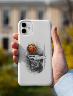 Basketbol Topu ve Pota Tasarımlı iPhone 12 Pro Max Telefon Kılıfı