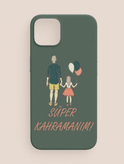 Süper Kahramanım Yazılı Baba Kız Temalı iPhone 12 Pro Telefon Kılıfı