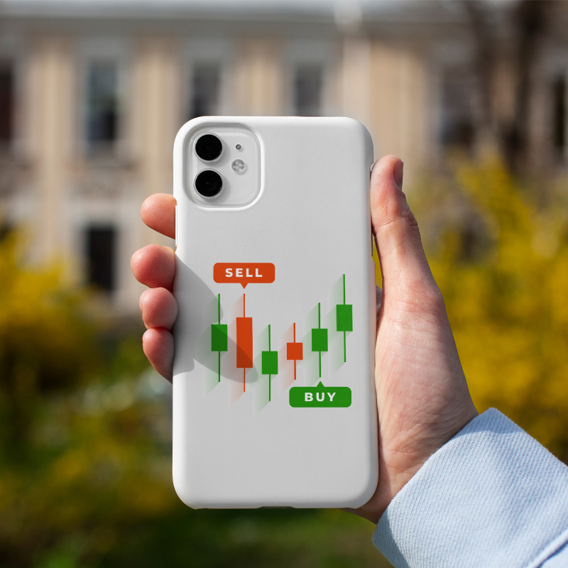 Borsa Sell Buy Tasarımlı iPhone 12 Pro Telefon Kılıfı