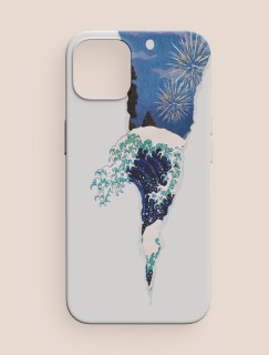 Hokusai Büyük Dalga Kolaj Tasarımlı Beyaz iPhone 12 Telefon Kılıfı