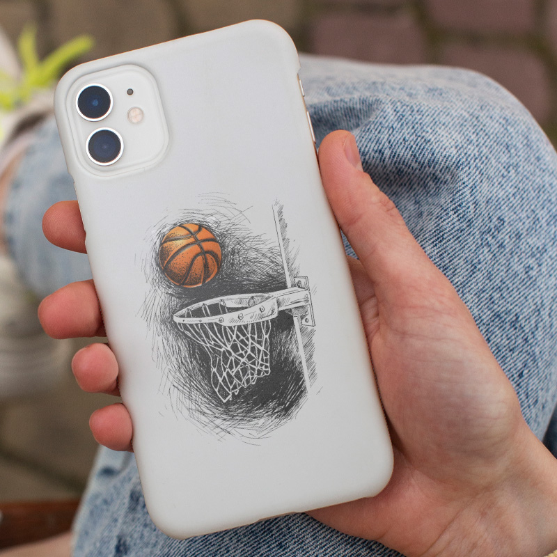 Basketbol Topu ve Pota Tasarımlı iPhone 12 Telefon Kılıfı