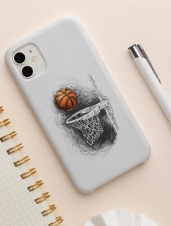 Basketbol Topu ve Pota Tasarımlı iPhone 12 Telefon Kılıfı