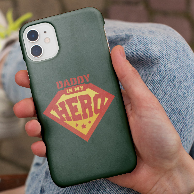 Daddy is My Hero Yazılı Baba Oğul Temalı iPhone 13 Pro Max Telefon Kılıfı