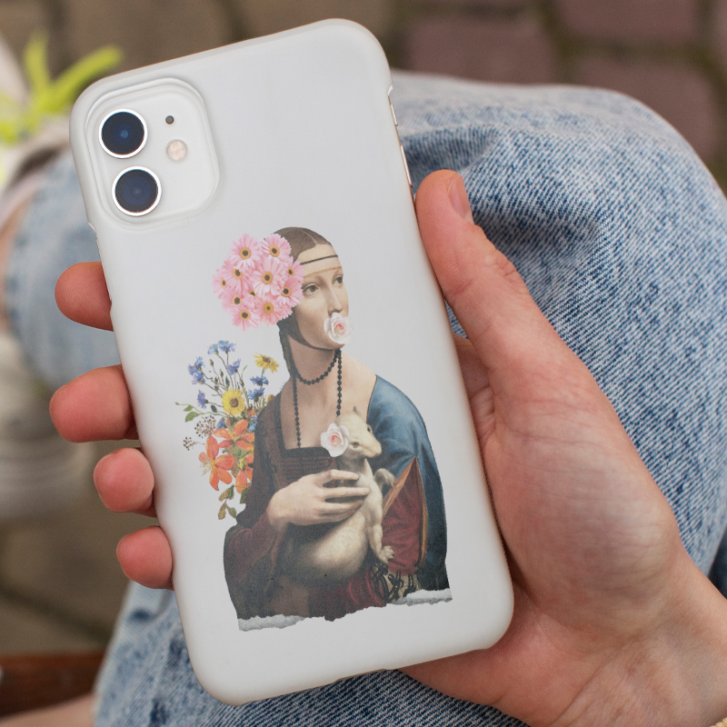 Da Vinci's Ladies Collage Tasarımlı Beyaz iPhone 13 Pro Max Telefon Kılıfı