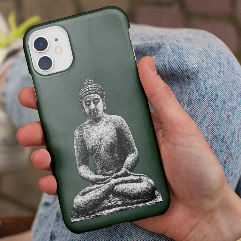 Vintage Buddha İllüstrasyonu Leo Gestel Tasarımlı iPhone 13 Pro Max Telefon Kılıfı