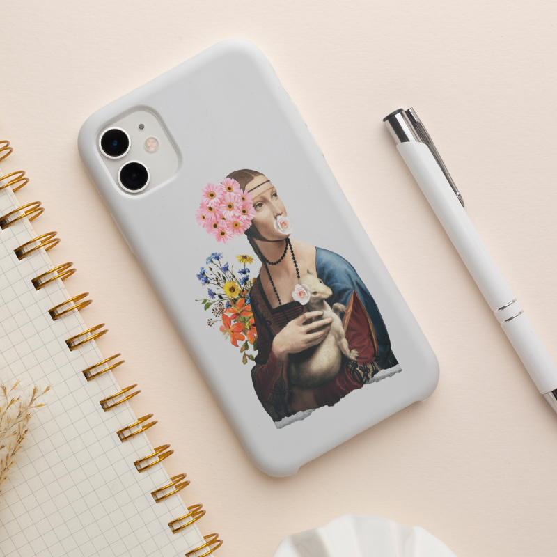 Da Vinci's Ladies Collage Tasarımlı Beyaz iPhone 13 Pro Telefon Kılıfı