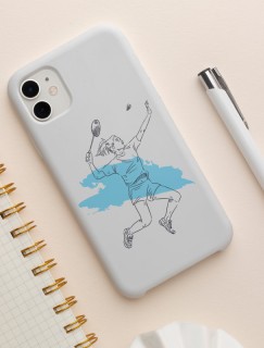 Badminton Oynayan Sporcu Tasarımlı iPhone 13 Pro Telefon Kılıfı