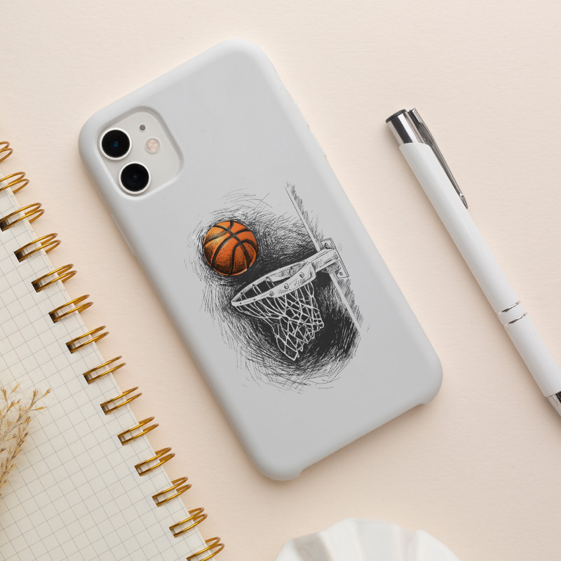Basketbol Topu ve Pota Tasarımlı iPhone 13 Pro Telefon Kılıfı