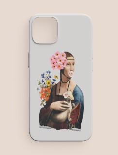 Da Vinci's Ladies Collage Tasarımlı Beyaz iPhone 13 Telefon Kılıfı