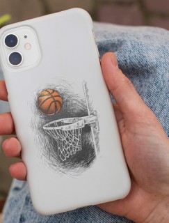 Basketbol Topu ve Pota Tasarımlı iPhone 13 Telefon Kılıfı