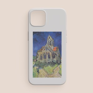 Vincent van Gogh'un Auvers'deki Kilise (1890) Tablosu Tasarımlı iPhone 14 Pro Max Telefon Kılıfı