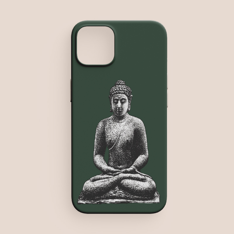 Vintage Buddha İllüstrasyonu Leo Gestel Tasarımlı iPhone 14 Pro Max Telefon Kılıfı