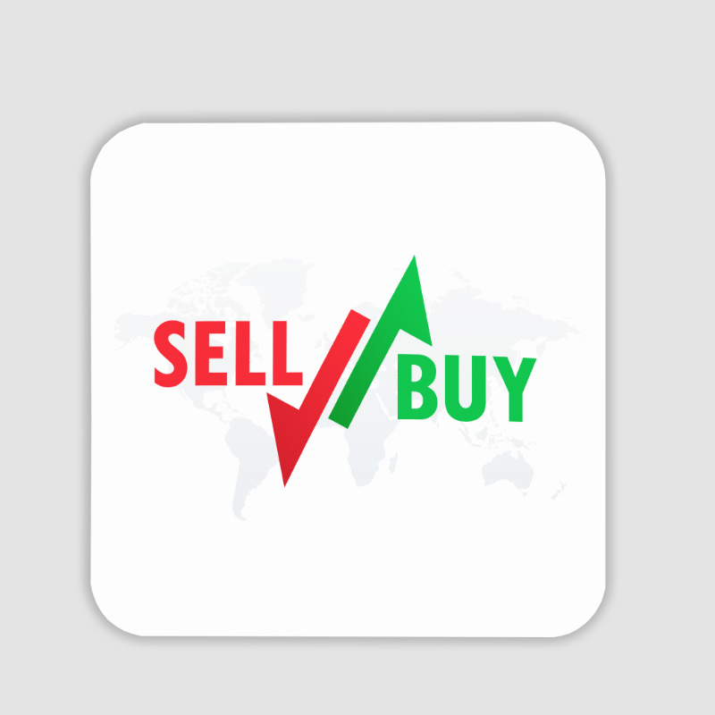 Sell Buy Yazılı 4lü Kare Bardak Altlığı