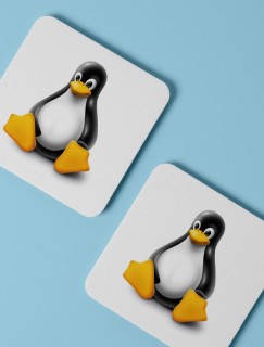 Linux Tasarımlı 4lü Kare Bardak Altlığı