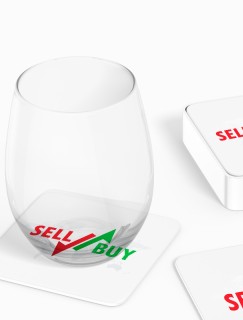 Sell Buy Yazılı 4lü Kare Bardak Altlığı