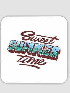 Sweet Summer Time Tasarımlı 4lü Kare Bardak Altlığı
