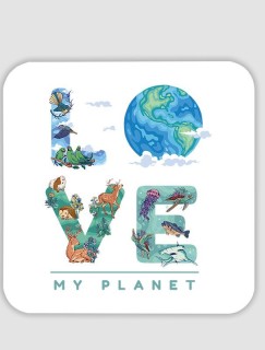 Love My Planet Tasarımlı 4lü Kare Bardak Altlığı