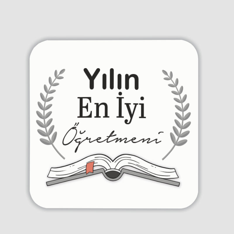 Yılın En İyi Öğretmeni Yazılı 4lü Kare Bardak Altlığı