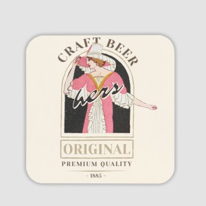 Craft Beer Hers Retro Tasarımlı 4lü Kare Bardak Altlığı