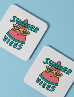 Summer Vibes 4lü Kare Bardak Altlığı