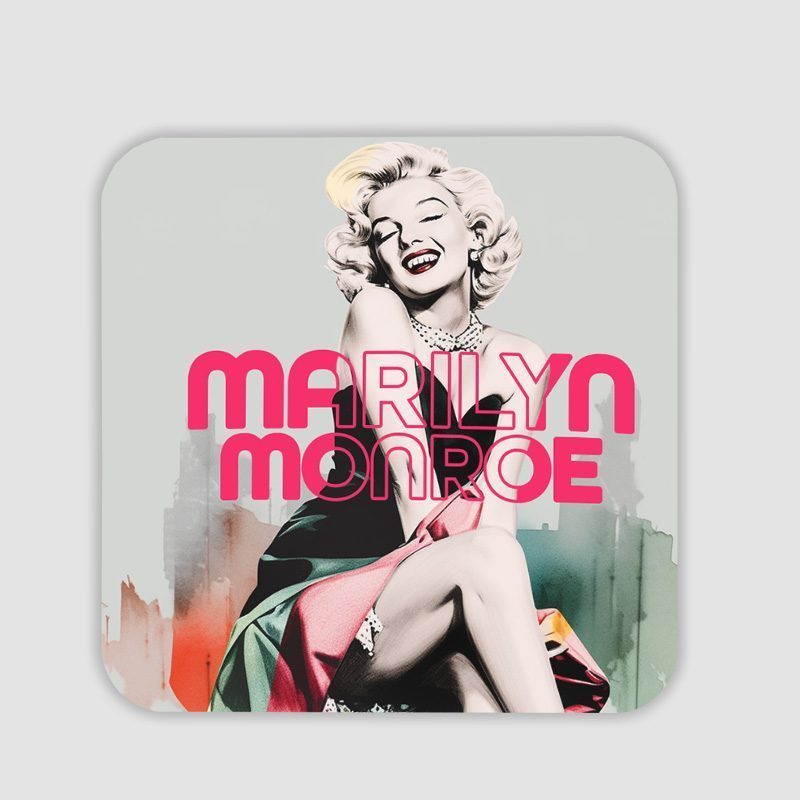 Efsane Sarışın Marilyn Monroe Tasarımlı 4lü Kare Bardak Altlığı