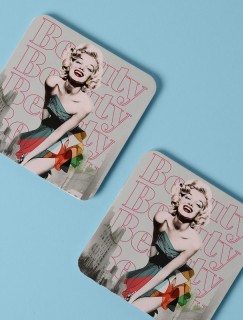 Marilyn Monroe Beauty Tasarımlı 4lü Kare Bardak Altlığı