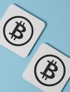 Bitcoin Sembollü 4lü Kare Bardak Altlığı