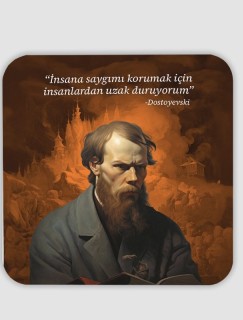 Dostoyevski Sözleri Sözler Koleksiyonu Serisi (4)  4lü Kare Bardak Altlığı