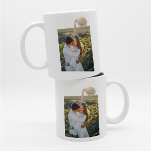 Sevgilim ve Ben Kişiye Özel Baskı Tasarımlı 2li Beyaz Porselen Kupa Bardak Seti